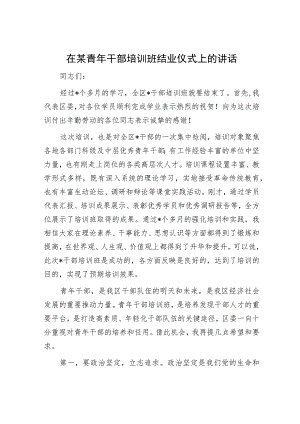 在某青年干部培训班结业仪式上的讲话.docx