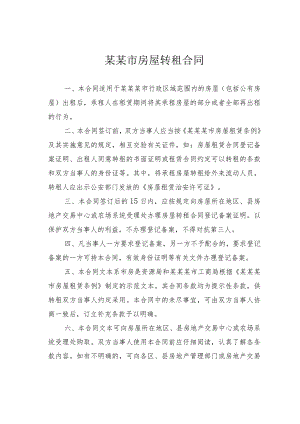 某某市房屋转租合同.docx