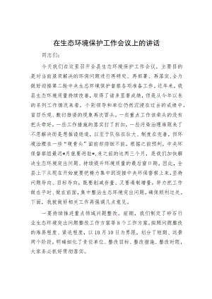 在生态环境保护工作会议上的讲话.docx