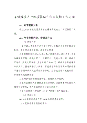 某镇残疾人“两项补贴”年审复核工作方案.docx
