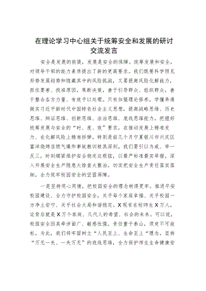 在理论学习中心组关于统筹安全和发展的研讨交流发言.docx