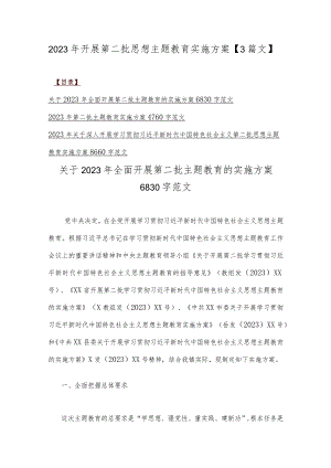 2023年开展第二批思想主题教育实施方案【3篇文】.docx