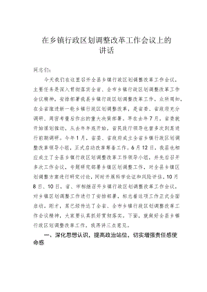 在乡镇行政区划调整改革工作会议上的讲话.docx