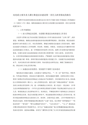局党政主要负责人履行推进法治建设第一责任人职责情况的报告.docx