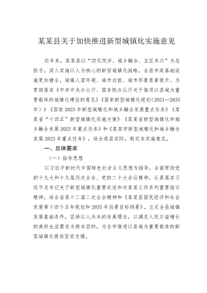 某某县关于加快推进新型城镇化实施意见.docx