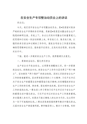 在安全生产专项整治动员会上的讲话.docx