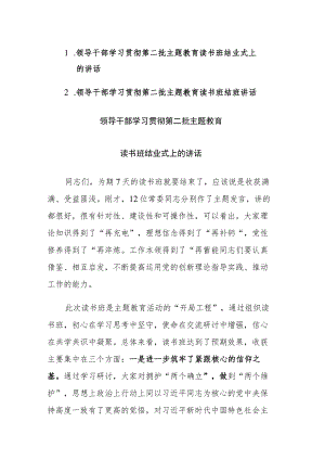 两篇：领导干部学习贯彻第二批主题教育读书班结业式上的讲话范文.docx