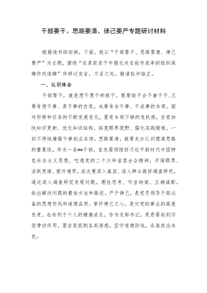 党员个人“干部要干、思路要清、律己要严”主题研讨交流发言材料心得体会.docx