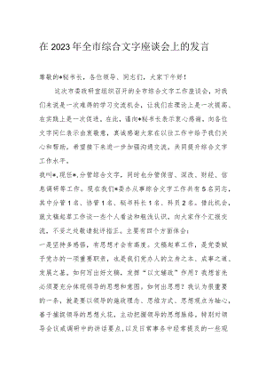 在2023年全市综合文字座谈会上的发言.docx