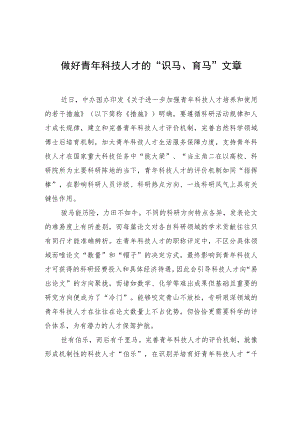做好青年科技人才的“识马、育马”文章 .docx