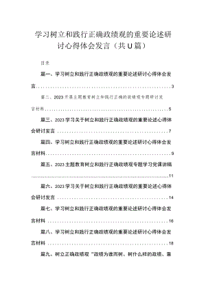 2023学习树立和践行正确政绩观的重要论述研讨心得体会发言【11篇】.docx