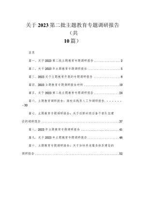 2023关于第二批主题教育专题调研报告【10篇】 .docx