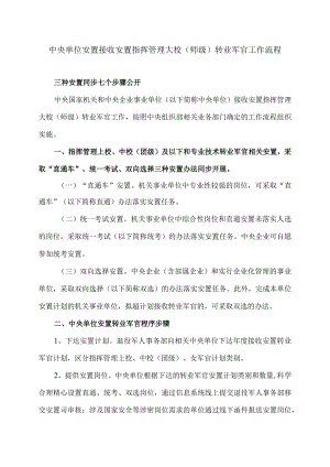 中央单位安置接收安置指挥管理大校(师级)转业军官工作流程（2023年）.docx