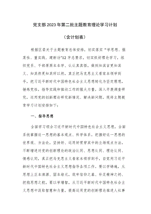 党支部2023年第二批主题教育理论学习计划(含计划表)参考范文.docx