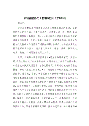 在巡察整改工作推进会上的讲话.docx