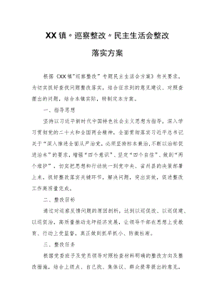 XX镇“巡察整改”民主生活会整改落实方案 .docx