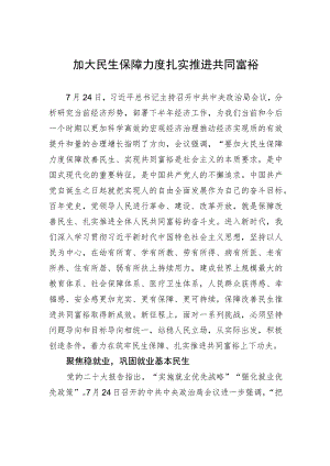 加大民生保障力度+扎实推进共同富裕 .docx