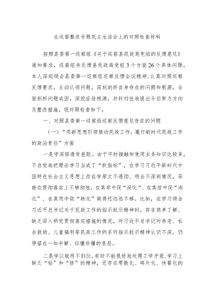 在巡察整改专题民主生活会上的对照检查材料.docx