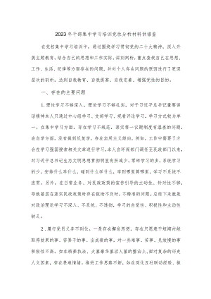 2023年干部集中学习培训党性分析材料供借鉴.docx