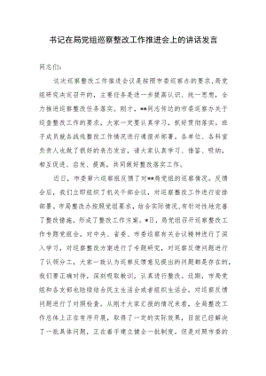 书记在局党组巡察整改工作推进会上的讲话发言.docx