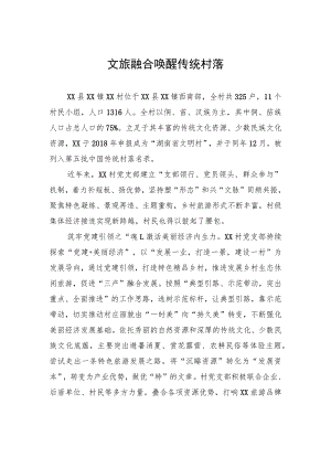 文旅融合唤醒传统村落.docx