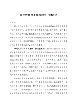 在巡视整改工作专题会上的讲话.docx