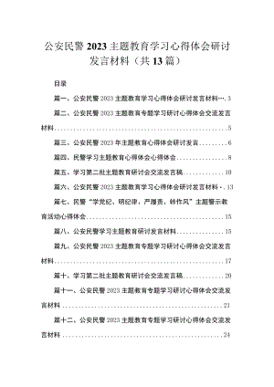 2023公安民警主题教育学习心得体会研讨发言材料13篇（精编版） .docx