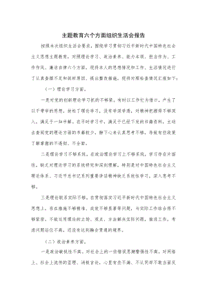 主题教育六个方面组织生活会报告.docx