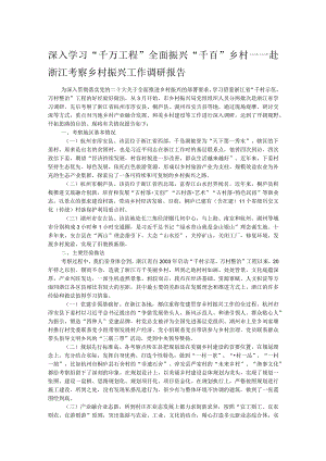 深入学习“千万工程”全面振兴“千百”乡村——赴浙江考察乡村振兴工作调研报告.docx