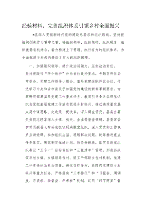 经验材料：完善组织体系引领乡村全面振兴.docx