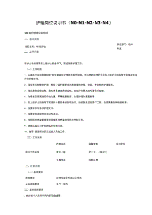护理岗位说明书（N0-N1-N2-N3-N4）.docx