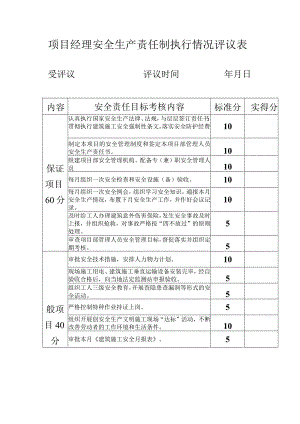项目经理安全生产责任制执行情况评议表.docx