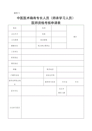 中医医术确有专长人员（师承学习人员）医师资格考核申请表.docx