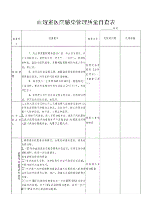血透室医院感染管理质量自查表.docx