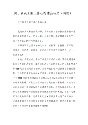 关于新员工的工作心得体会范文（两篇）.docx