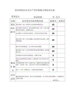 项目班组长安全生产责任制执行情况评议表.docx