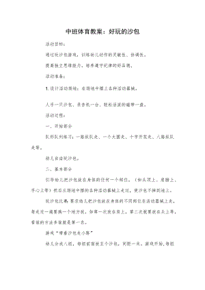中班体育教案：好玩的沙包模板.docx