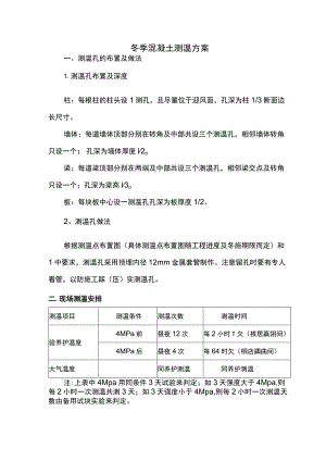 冬季混凝土测温方案.docx