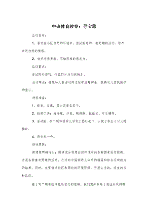 中班体育教案：寻宝藏模板.docx