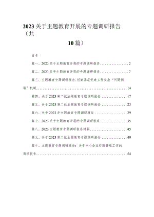 2023关于主题教育开展的专题调研报告(精选10篇).docx