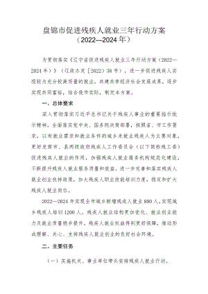盘锦市促进残疾人就业三年行动方案2022—2024年.docx