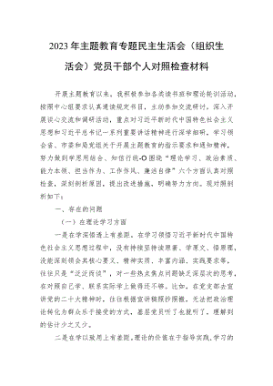 2023年主题教育专题民主生活会（组织生活会）党员干部个人对照检查材料 3篇.docx