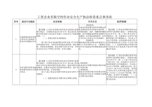 工贸企业有限空间作业安全生产执法检查重点事项表.docx