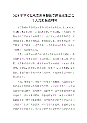 2023年学校党总支巡察整改专题民主生活会个人对照检查材料(精选五篇模板).docx