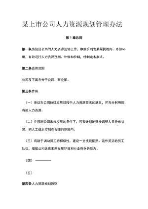 某上市公司人力资源规划管理办法.docx