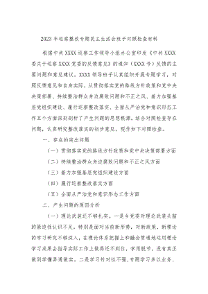 2023年巡察整改专题民主生活会班子对照检查材料.docx