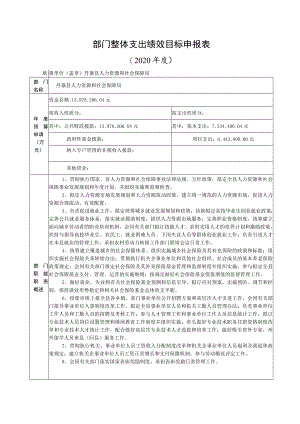部门整体支出绩效目标申报020年度.docx