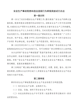 安全生产事故隐患和违法违规行为举报奖励试行办法.docx
