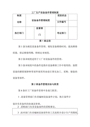 工厂生产设备备件管理制度.docx