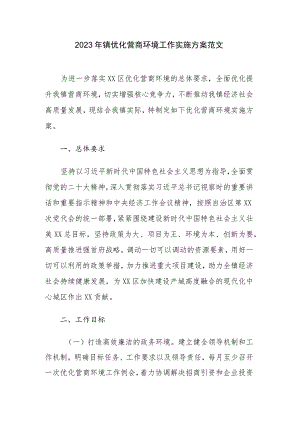 2023年镇优化营商环境工作实施方案范文.docx